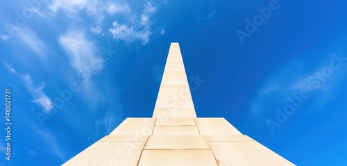Obraz na płótnie A stark concrete pillar ascends against a vibrant azure sky, construction, power, urban w salonie