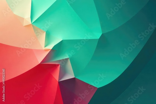 Abstract geometric shapes in vibrant teal and coral , art, wallpaper, repeat