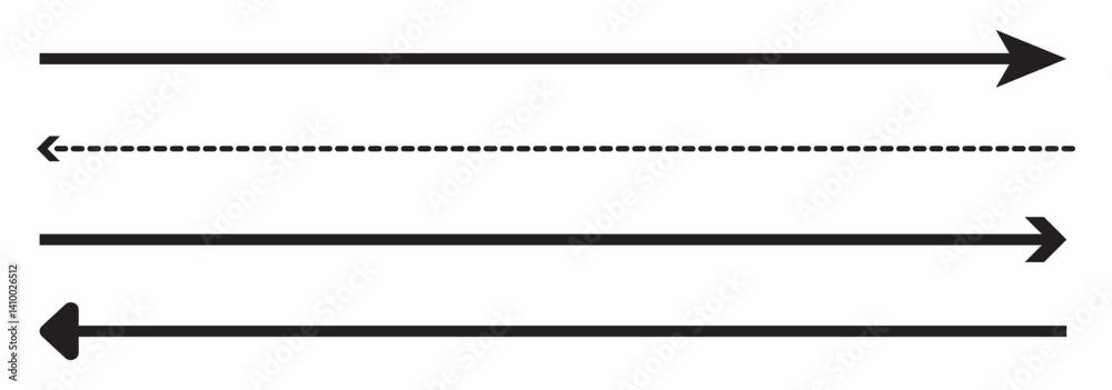 Fototapeta premium Set of both side long arrow icon. Arrows icon vector. Set Right and Left pointer arrow. EPS 10