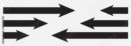 Long arrow to the Left and Right side. Long straight line arrow icon. Graphic illustration for direction symbols. Two side long arrow isolated on white background. EPS 10