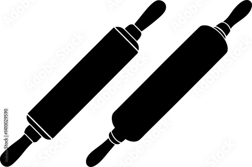 Rolling pin art vectors and Set of black rolling pin icon silhouette collections