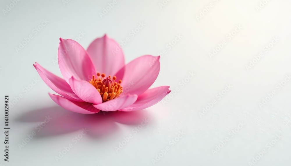 Fototapeta premium Delicate flower petals unfolding on a pure white surface, delicate, nature, soft