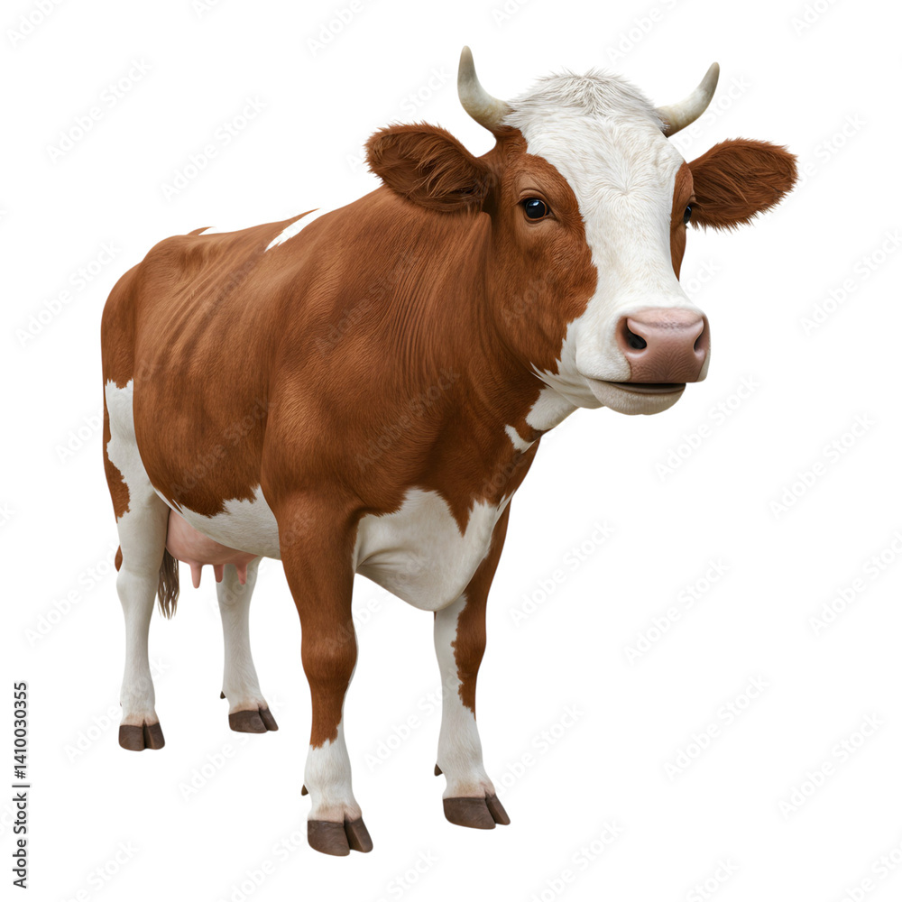 Young Cow Standing Upright with Clear Focus and Clean Background Young Cow Standing Upright with Clear Focus and Clean Background