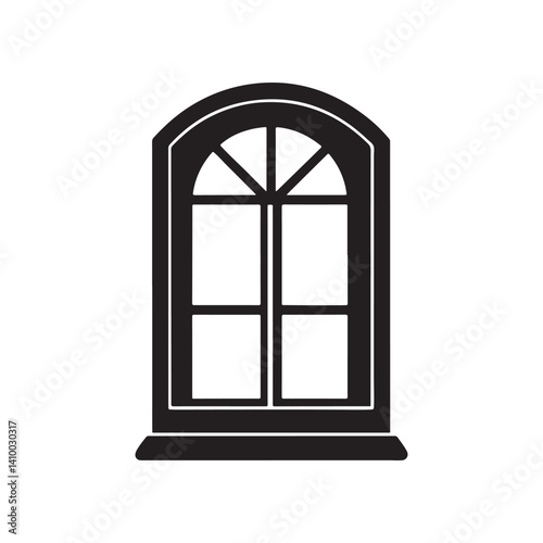Black Silhouette Window Symbol Isolated on White Background photo