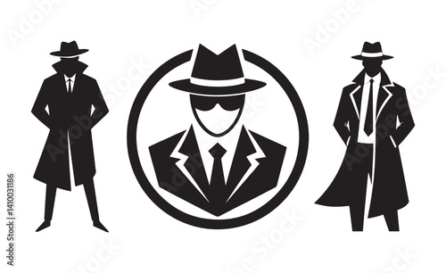 Spy Icon Vector, Secret Agent Logo Design on White Background photo