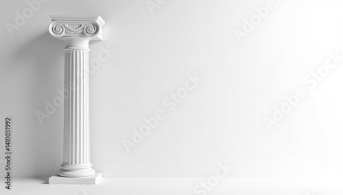 Elegant Roman column detail against pure white backdrop, simple, pillar
