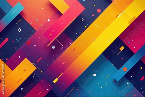 Geometric shapes, bold lines & vibrant colors, modern design , colorful pattern, art