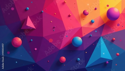 Geometric shapes create vibrant, modern backdrop , circles, art, lines