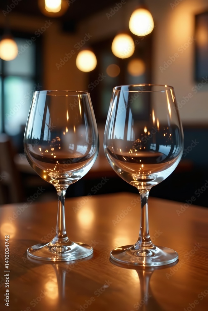 Super close up shot of empty glassware on restaurant table, close up, mockup, restaurant Super close up shot of empty glassware on restaurant table, close up, mockup, restaurant