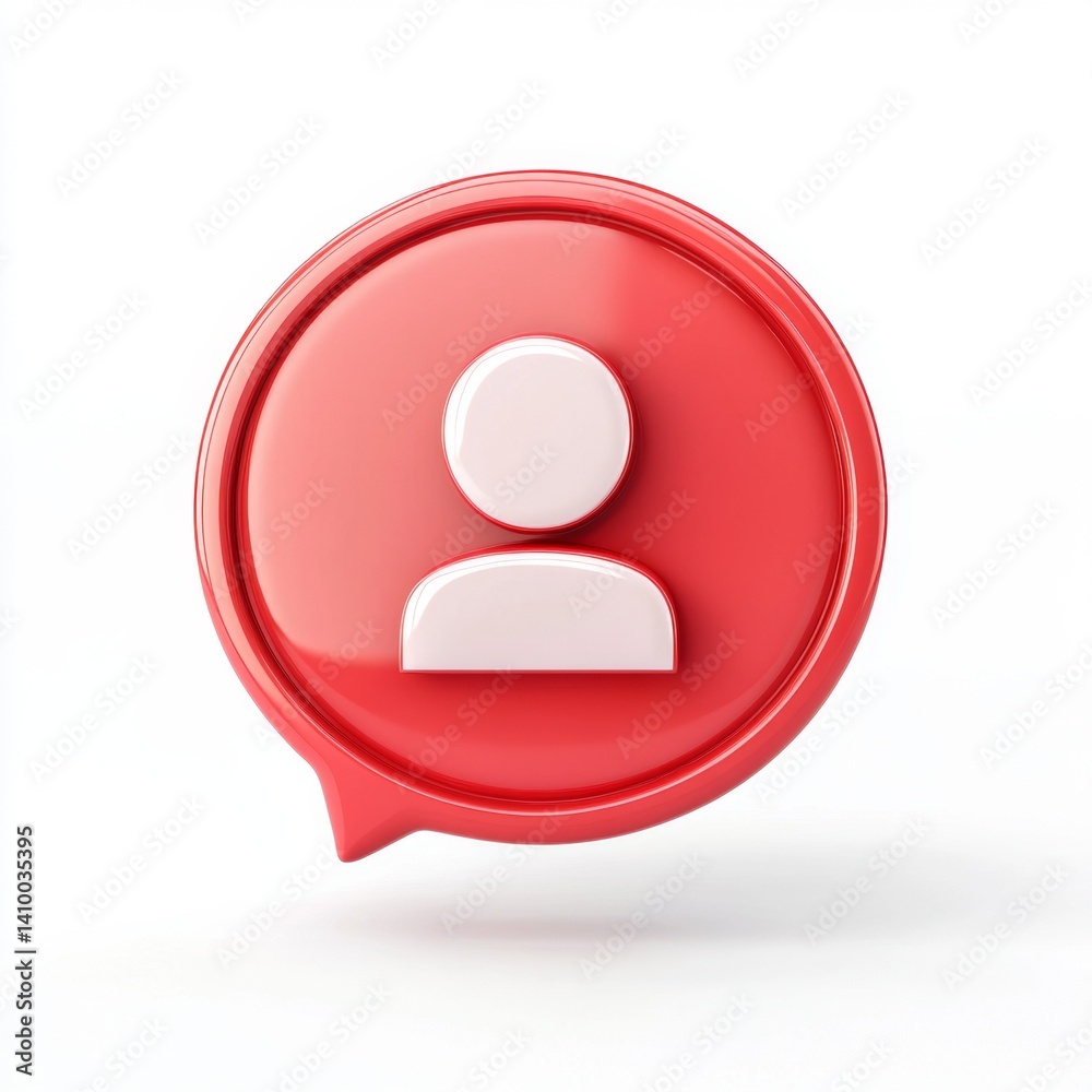 Red user icon in a speech bubble Red user icon in a speech bubble
