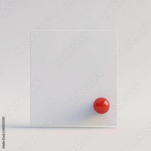 Blank white square, red sphere