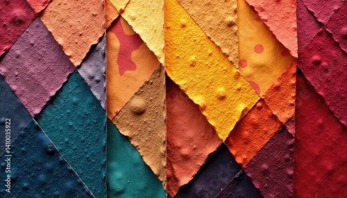 Geometric textile swatch, muted tones, aged look, print, swatch