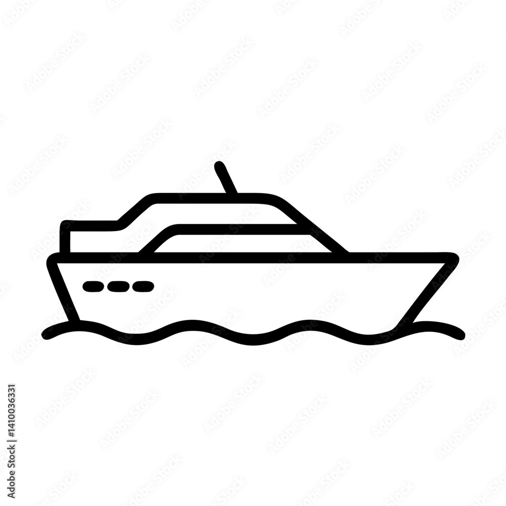 Boat silhouette sailing on water in minimalistic style Boat silhouette sailing on water in minimalistic style