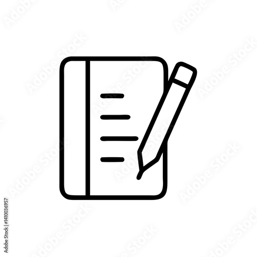 Simple notebook with pencil sketch on white background  