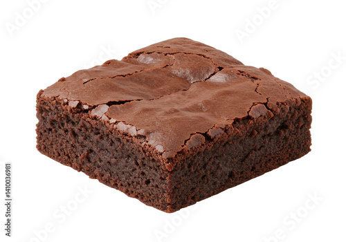 Chocolate brownie square isolated on white background