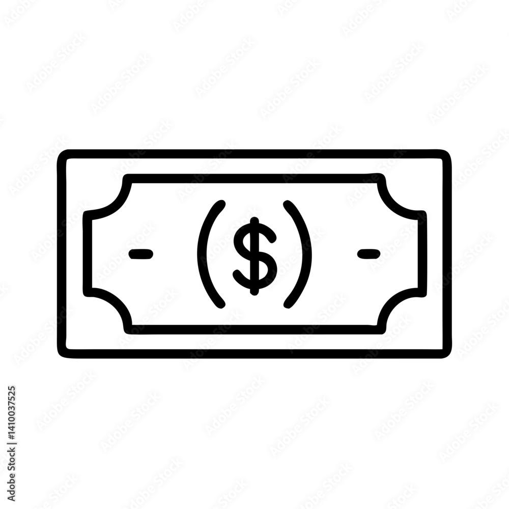 Money Icon Featuring Dollar Sign Against Simple Outline Design Money Icon Featuring Dollar Sign Against Simple Outline Design
