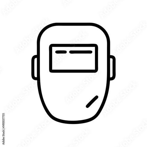 Welding Helmet Icon in Simple Line Art Style  