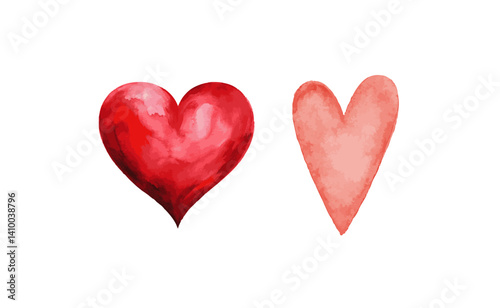watercolor hearts vector icons. Hand painted water color heart shapes.