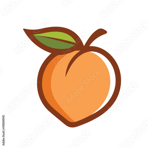 Fresh Peach Fruit Logo Vector for Organic Brand Identity Design Symbol Illustration