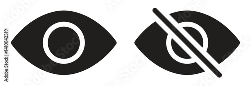 Collection of eye vector icons in silhouette style. Eye symbols are seeing and not seeing, showing and privacy for web and apps.