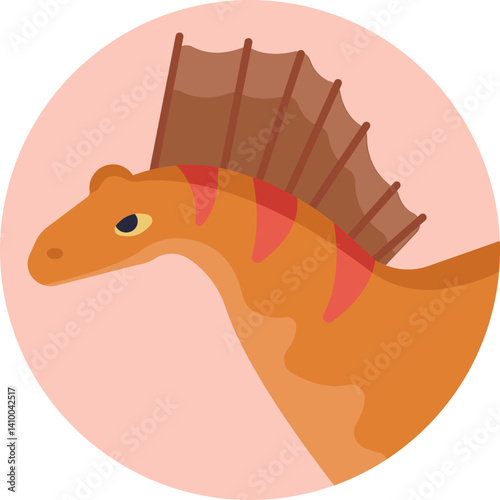 Side view of Amargasaurus with twin rows of long spines along its neck and back.