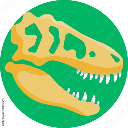 Depicts preserved dinosaur bones or imprints embedded in rock layers.