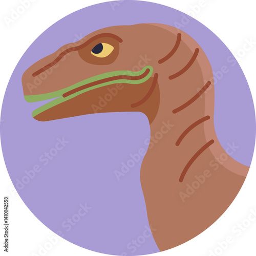 Brontosaurus silhouette with long neck and tail, standing on four legs.
