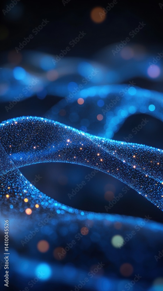 Obraz premium Abstract Blue Waves of Light and Sparkle