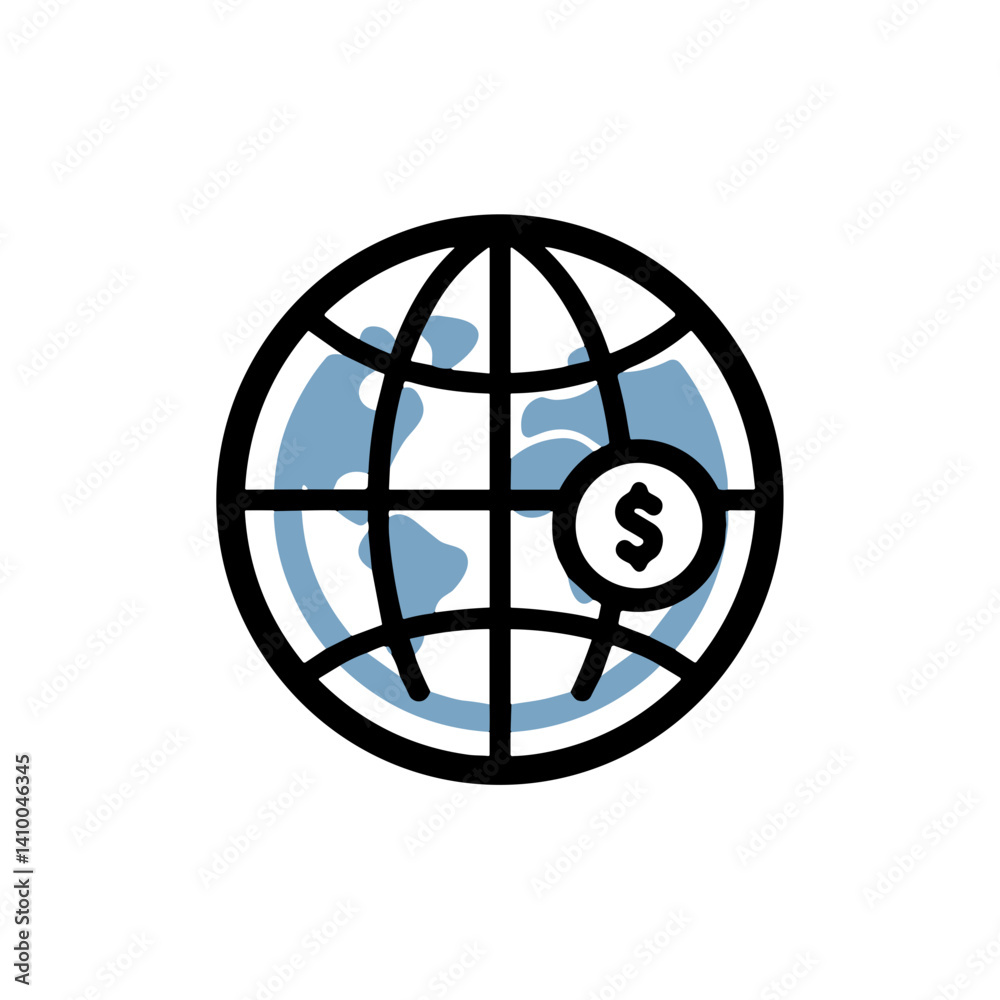 Fototapeta premium World globe with dollar sign on a minimalist background 