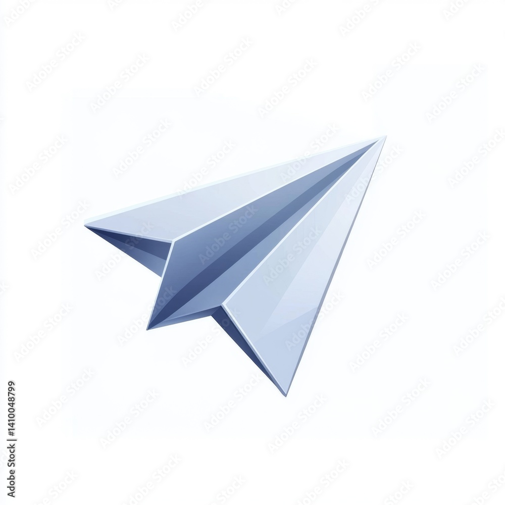 Paper airplane icon. A stylized, light gray paper airplane, origami-like, with crisp folds. It's presented in a simple, modern design Paper airplane icon. A stylized, light gray paper airplane, origami-like, with crisp folds. It's presented in a simple, modern design