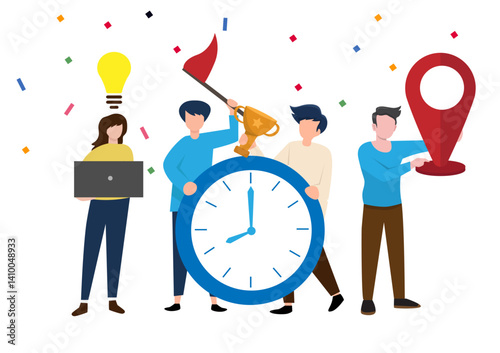 Business time management vector illustration brings success.