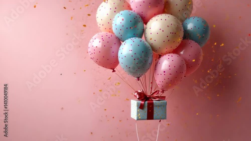 Pastel Balloons and Gift: A Celebration in Pink
