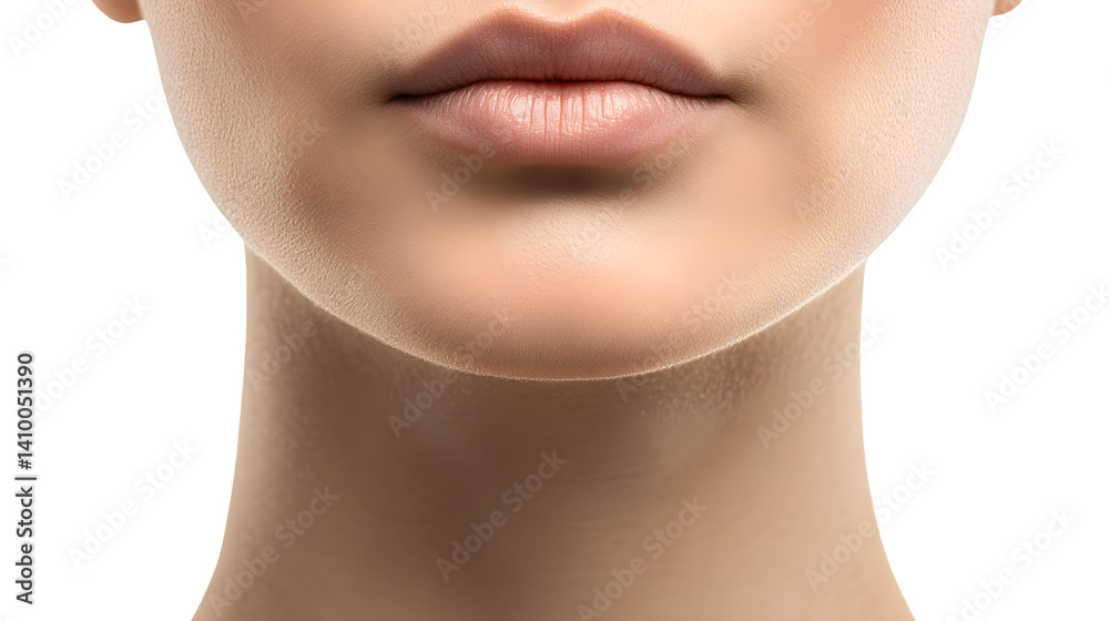 photorealistic HDR image of a human chin, front view, soft tone, isolated on white photorealistic HDR image of a human chin, front view, soft tone, isolated on white