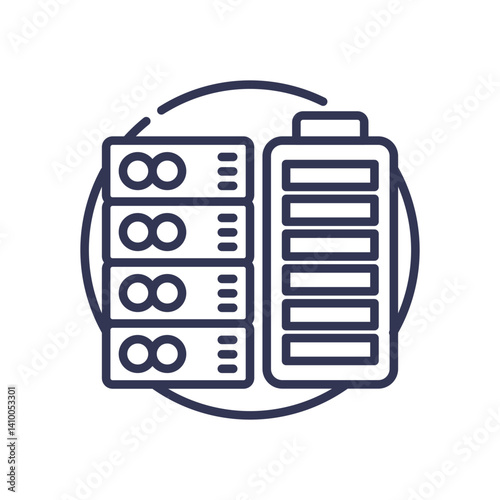Server and battery icon symbolizing data backup and energy storage.