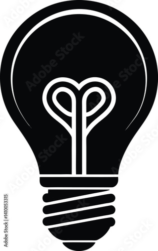 Lamp or Light Bulb Silhouette Vector | Bright Idea Icon in Minimal Black Design photo