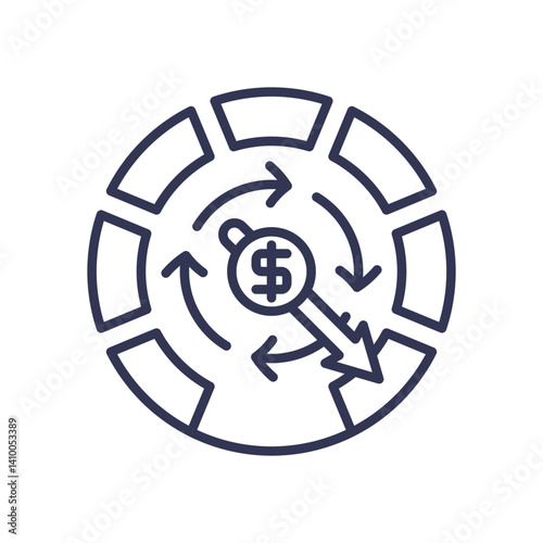 Target with dollar sign and arrows symbolizes strategic financial advantage.