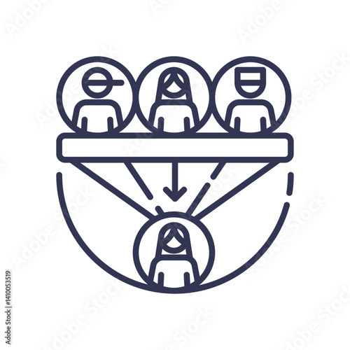 Illustration of filtering customers into a target group.