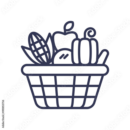Basket of fresh produce symbolizes abundance and vitality.