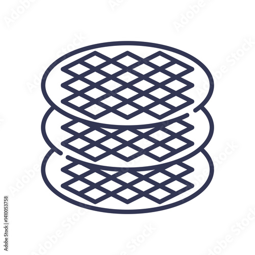 Stacked wafers symbolize semiconductor fabrication layers.