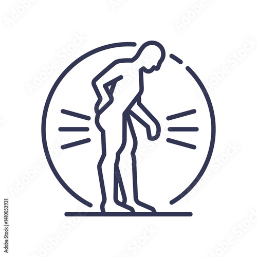 Outline of a person with back pain, symbolizing limited mobility.
