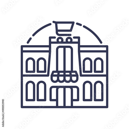 Outline of a large building symbolizing grandeur and scale.