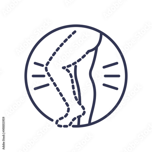 Illustration of a leg with dashed lines, symbolizing loss of sensation or numbness.