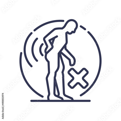 Illustration of a person with back pain, symbolizing limited mobility.