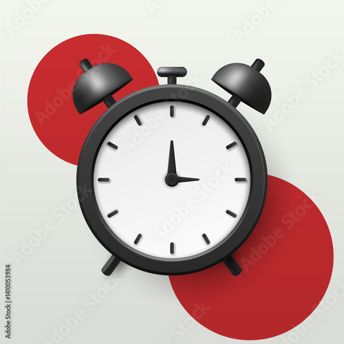 3D illustration of a chrome alarm clock icon with clear clock face, minute and second hands, symbolizing time, accuracy, deadline, reminder, and countdown in a modern design. Not AI.
