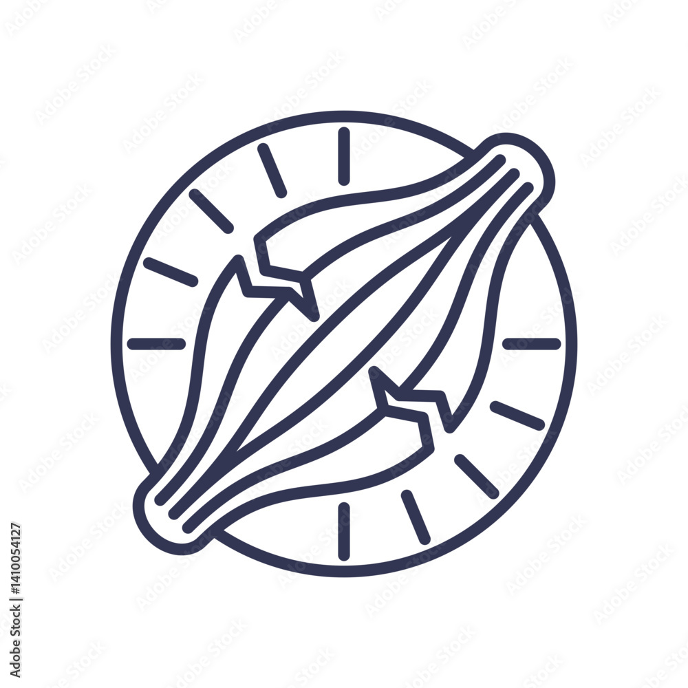 Illustration of a torn muscle fiber symbolizing muscle strain.