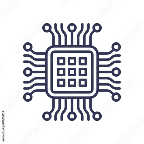 Illustration of a microchip symbolizing processing power and technology.