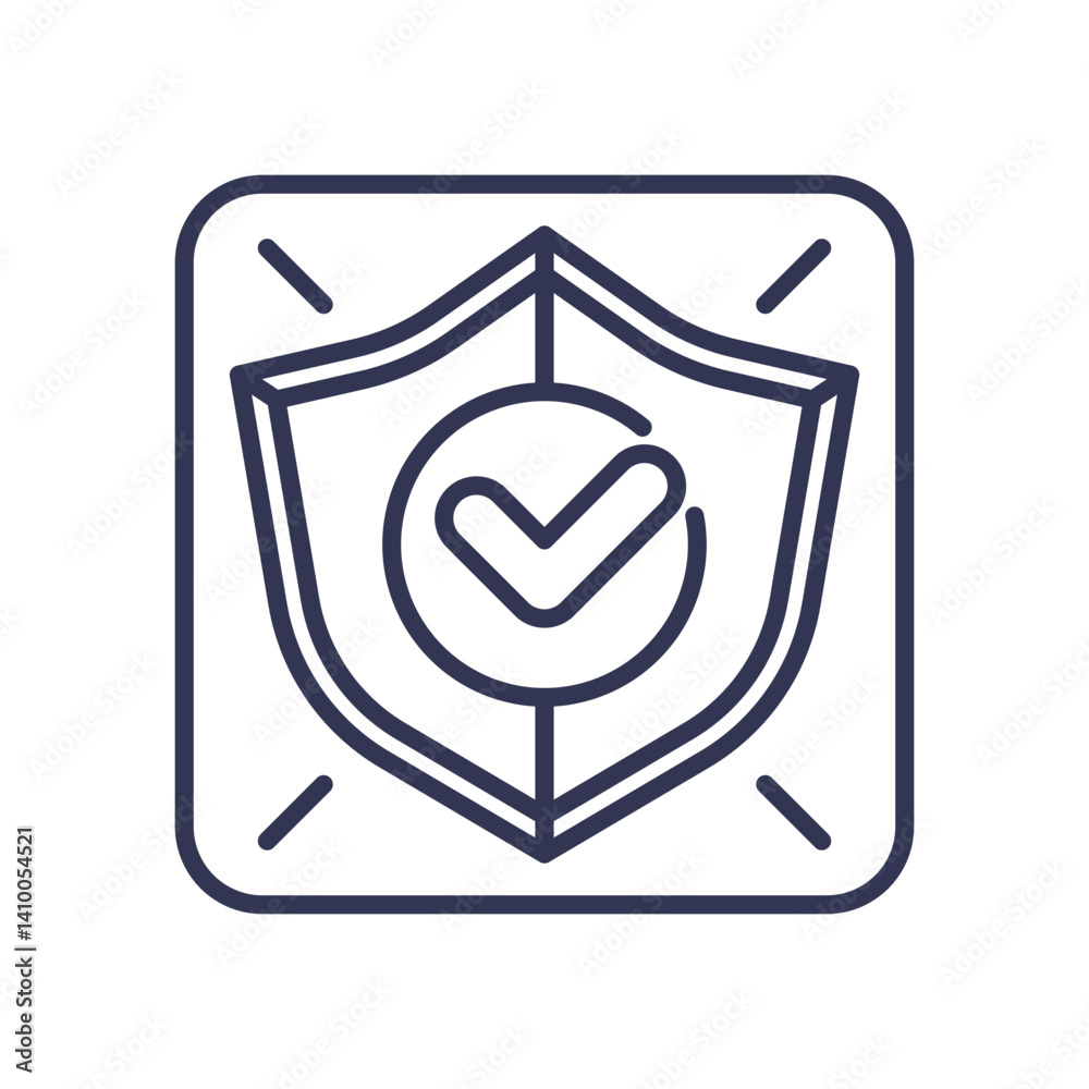 Shield with checkmark symbolizes security assurance and protection. Shield with checkmark symbolizes security assurance and protection.