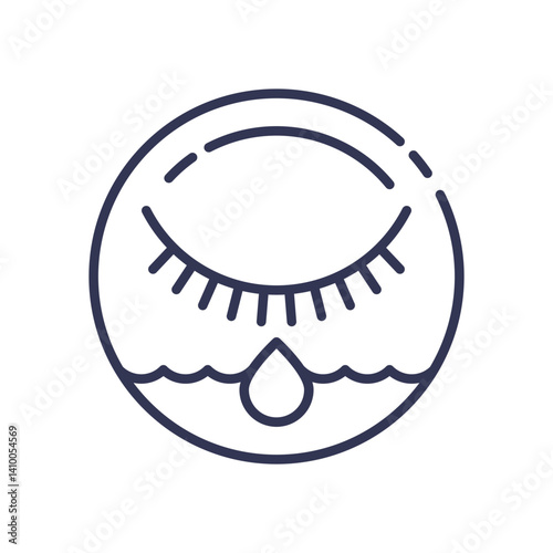 Closed eye with tear symbolizes sensitivity and discomfort.
