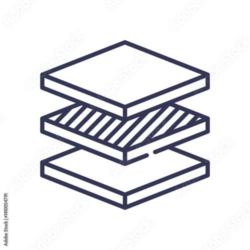 Three stacked layers symbolize abstraction in design and technology.