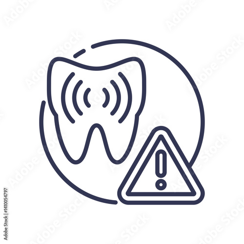 Tooth with warning sign indicating dental emergency or urgent attention needed.